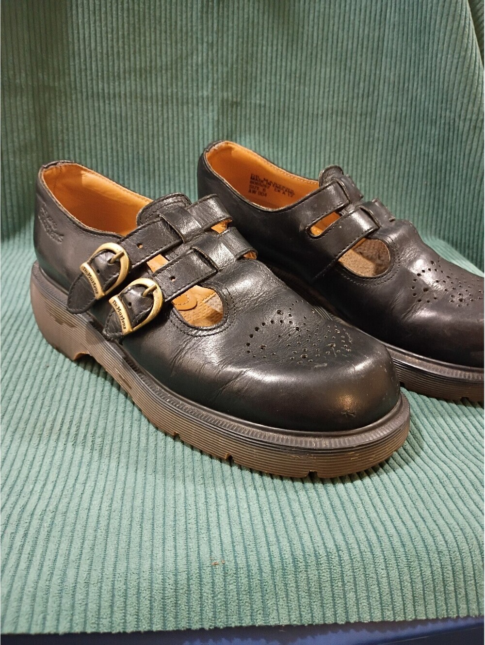 Dr. Martens Black Leather Buckle Strap Shoes Made in England, Size 6